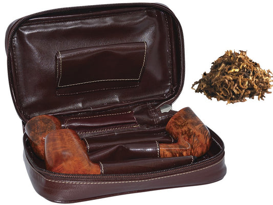 Bolsa Combi para Pipa en Piel Marrón